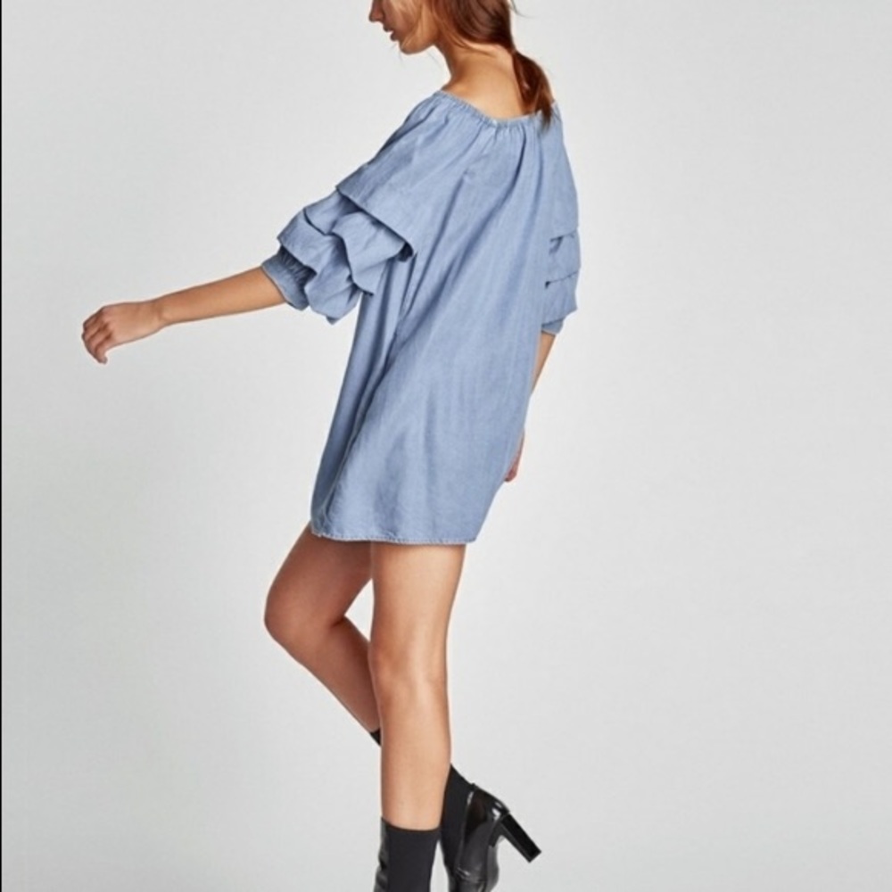 ZARA Woman Butterfly Off Shoulder Dress Size XS - Picture 2 of 8
